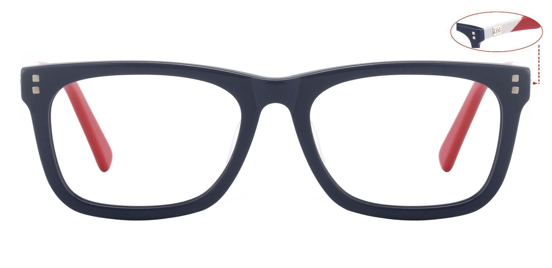 Harbor Rectangle Reading Glasses - The Frame Is Blue And Red