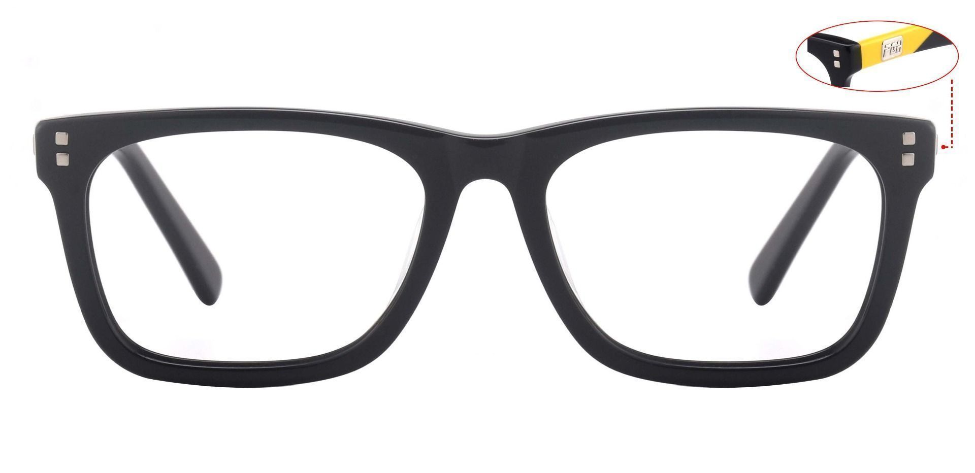 Blitz Rectangle Non-Rx Glasses - The Frame Is Black And Yellow