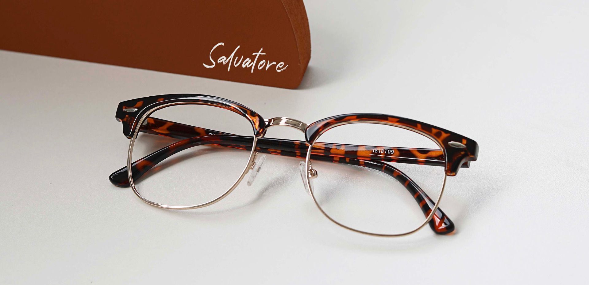 Salvatore Browline Prescription Glasses - Tortoise