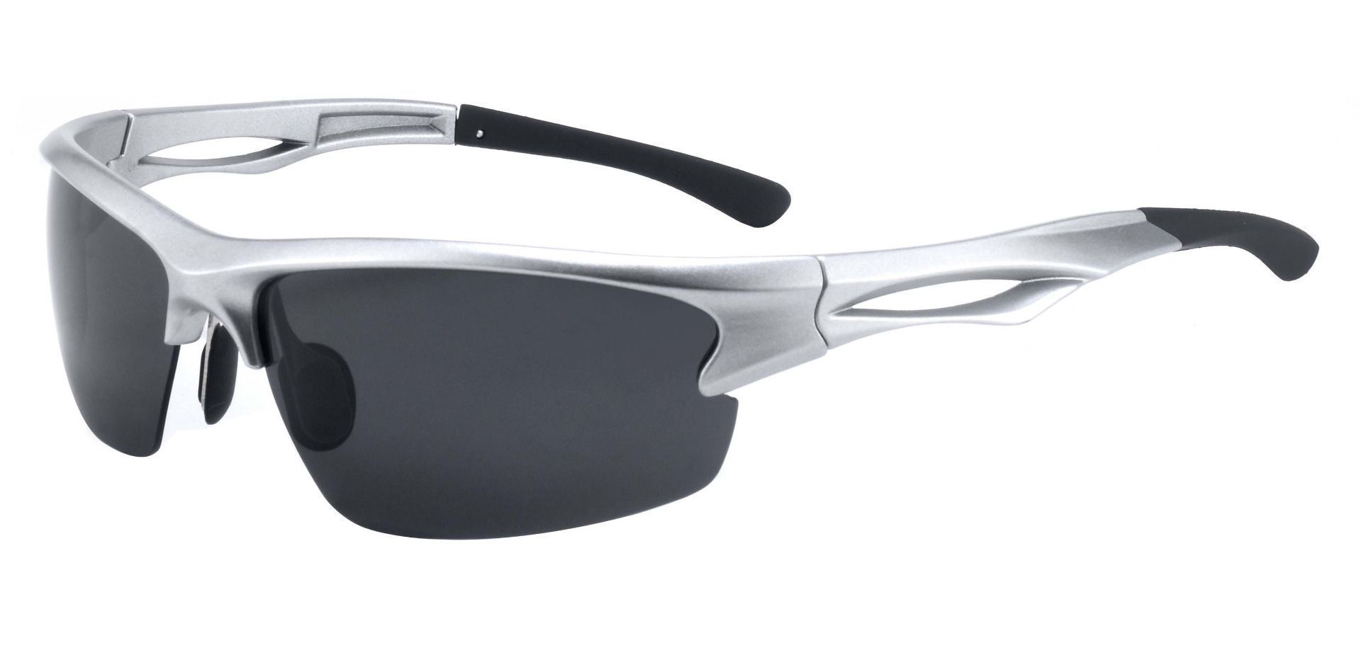 League Sports Glasses Non-Rx Sunglasses - Silver Frame with Grey Polarized Lenses