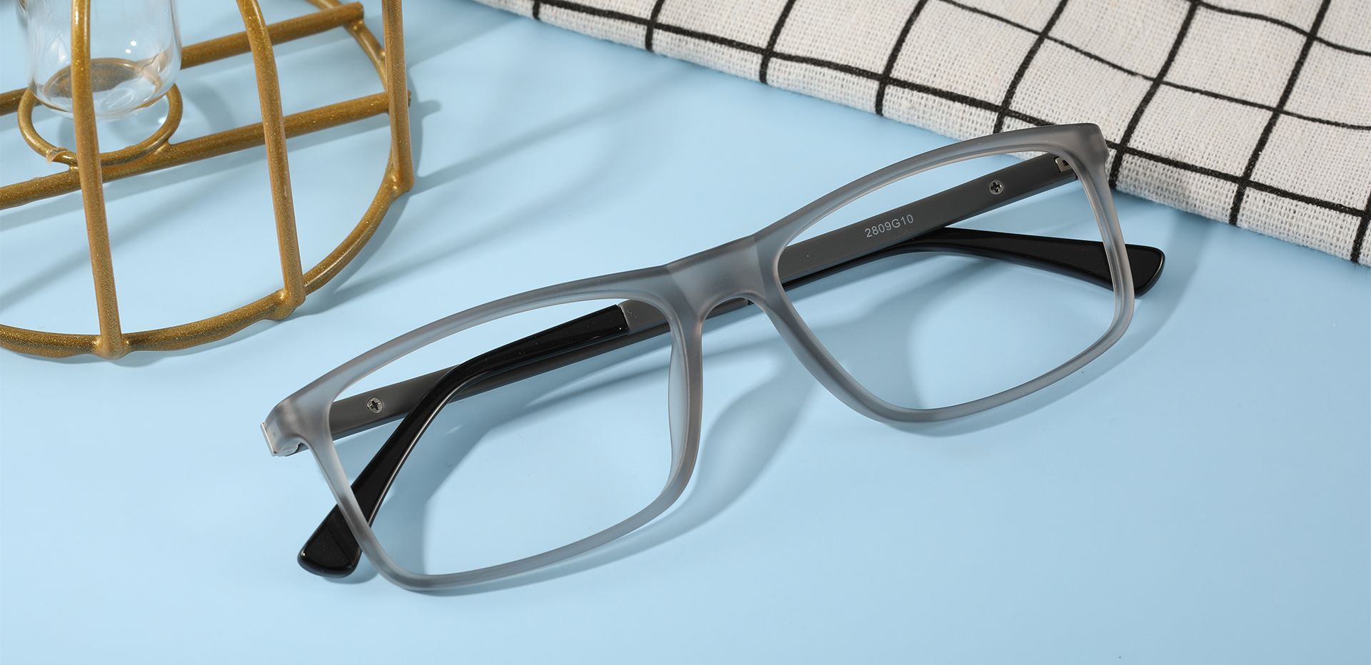 Montana Rectangle Eyeglasses Frame - Matte Grey Crystal, Men's Eyeglasses