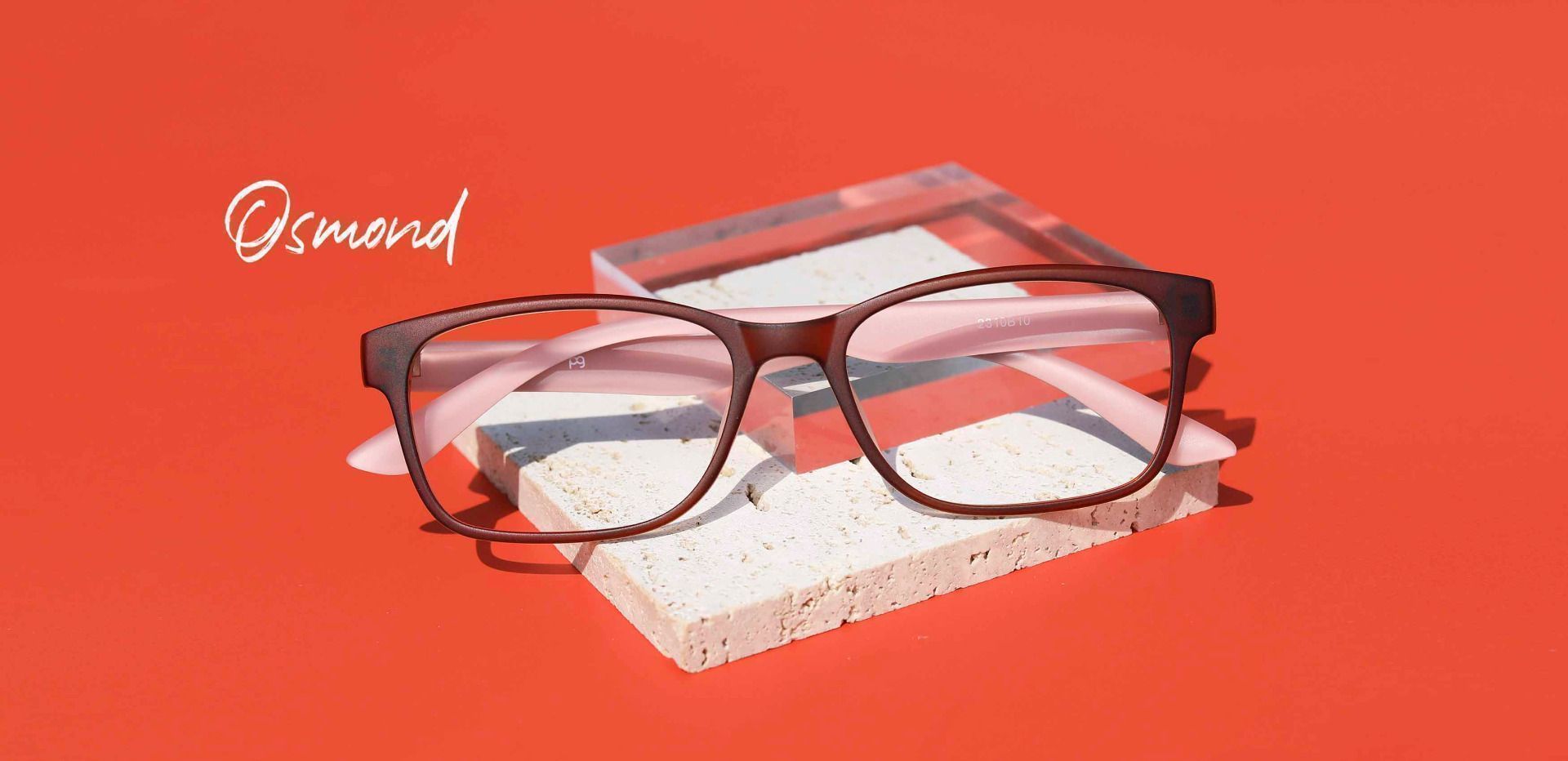 Osmond Rectangle Prescription Glasses - Matte Brown Pink