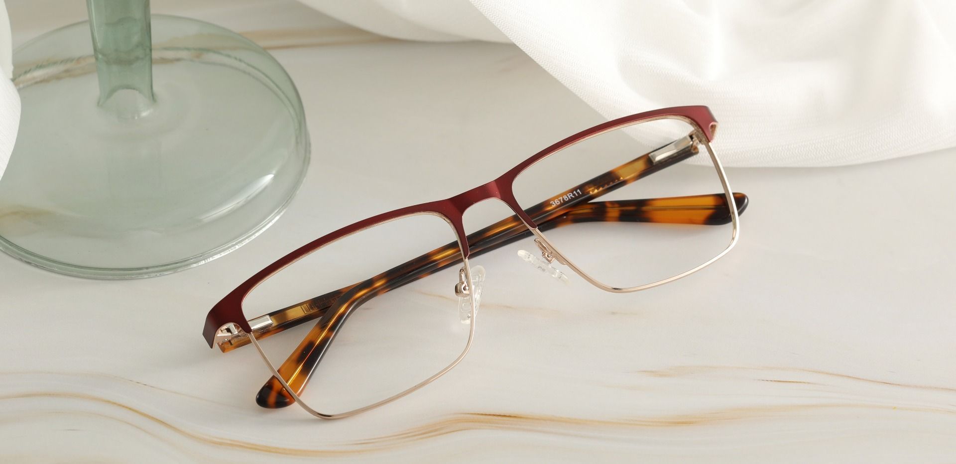 Halifax Rectangle Prescription Glasses - Red