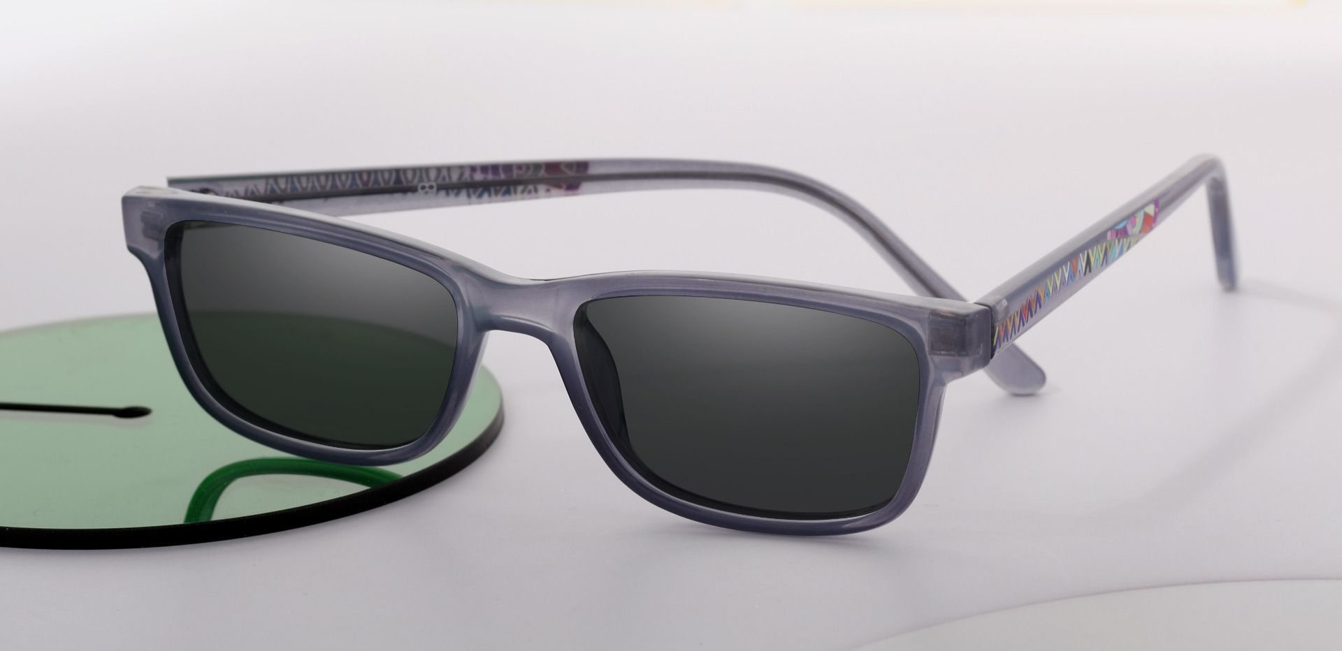 Cory Rectangle Non-Rx Sunglasses - Blue Frame With Gray Lenses