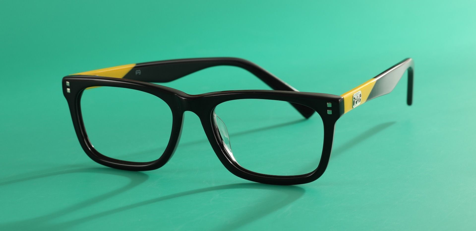 Blitz Rectangle Prescription Glasses - The Frame Is Black And Yellow