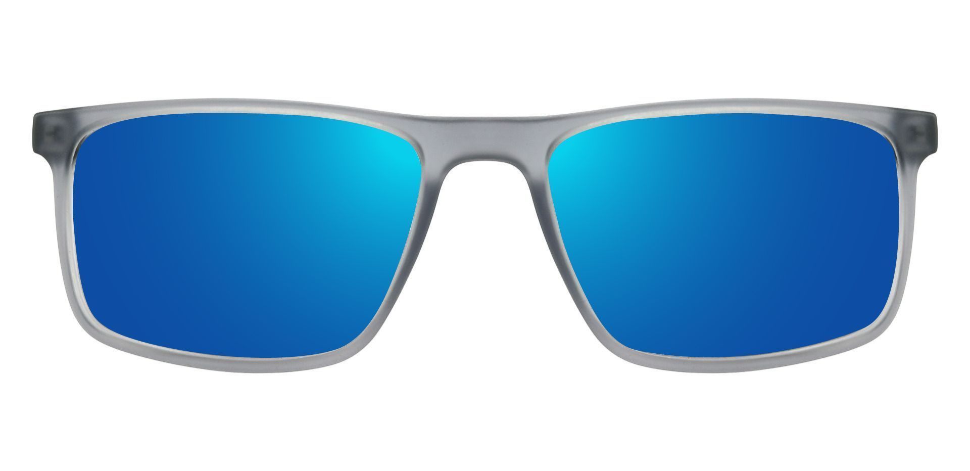 Sam Rectangle Non-Rx Sunglasses - Gray Frame with Mirror Blue