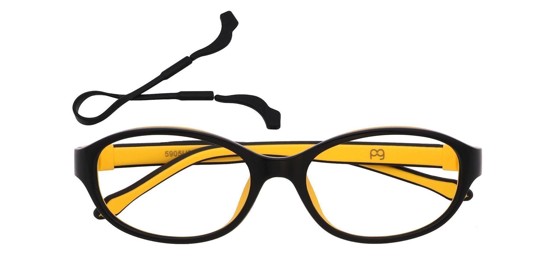 Stone Oval Prescription Glasses - The Frame Is Black And Yellow