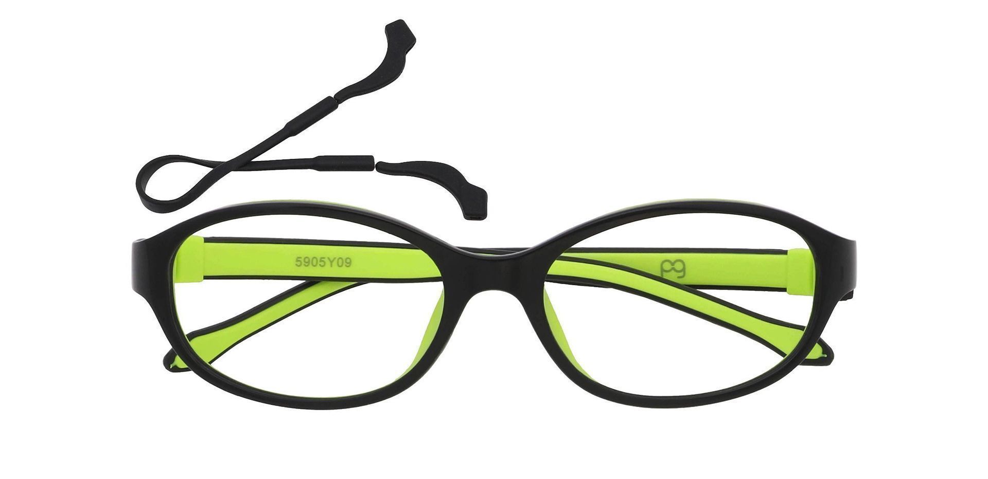 Stone Oval Prescription Glasses - Black/lime Green