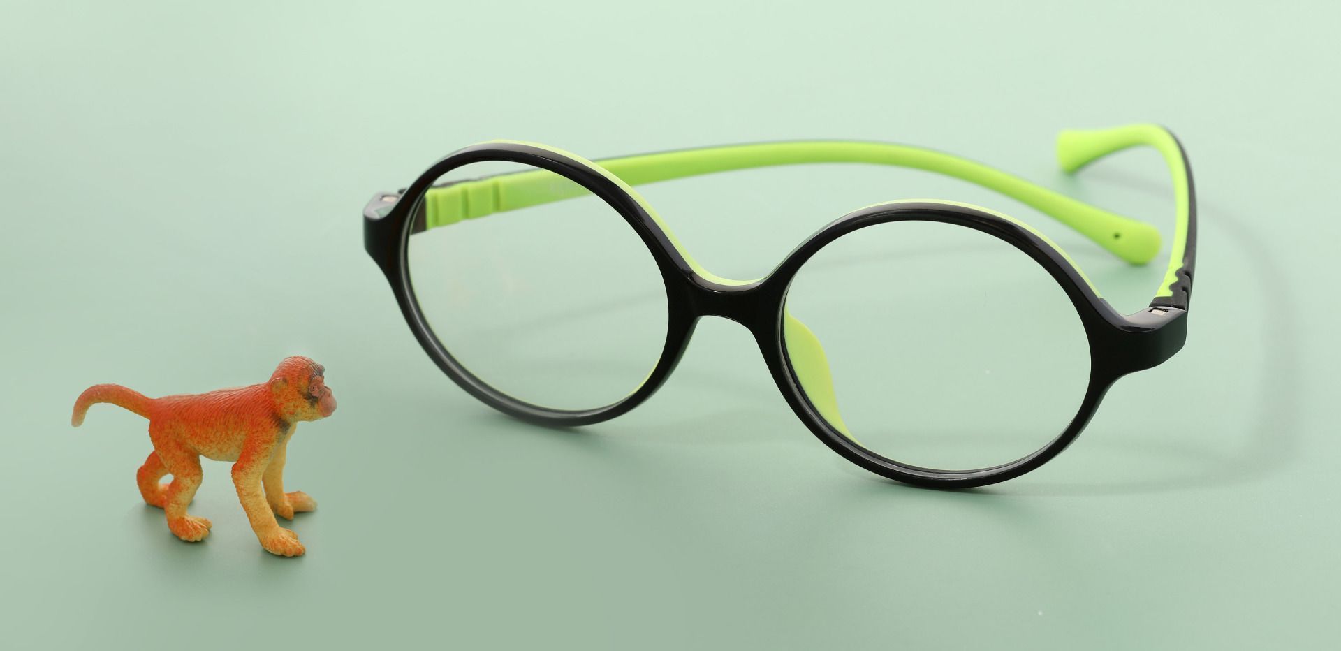 Dagwood Round Non-Rx Glasses - Black / Lime Green