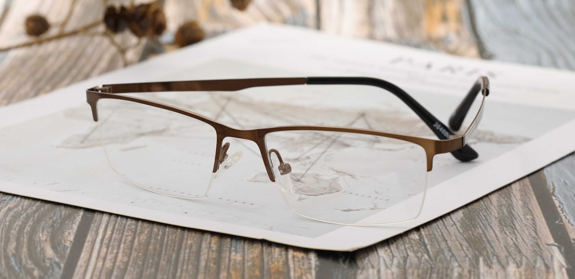 Lombard Rectangle Eyeglasses Frame - Brown