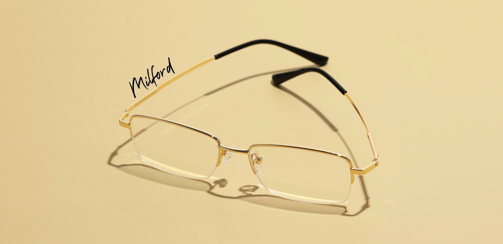 Milford Rectangle Prescription Glasses - Gold