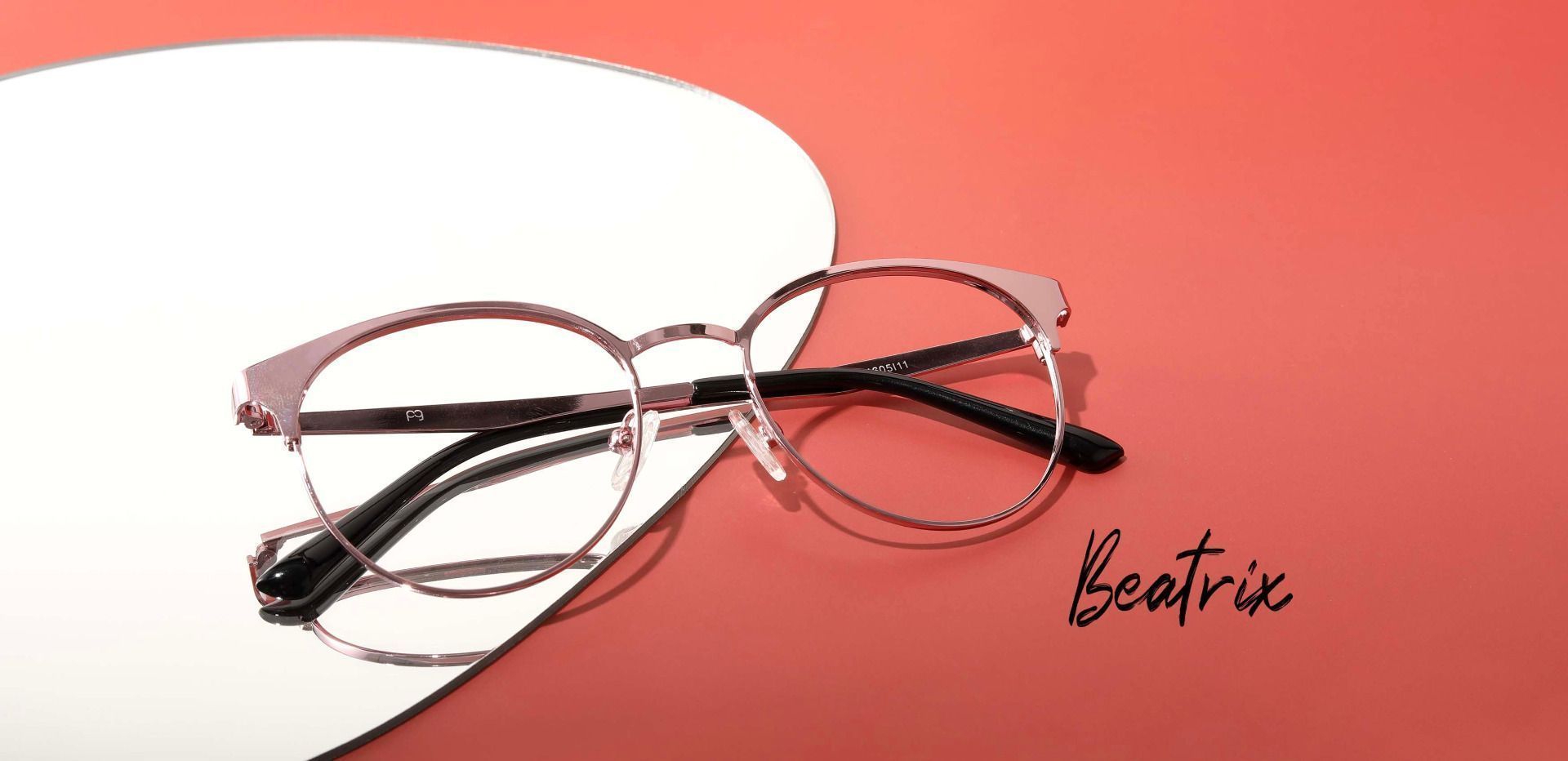 Beatrix Oval Non-Rx Glasses - Rose Gold