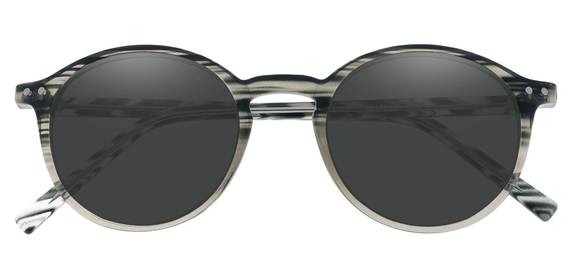 Harvard Round Prescription Sunglasses - Striped Frame With Gray Lenses