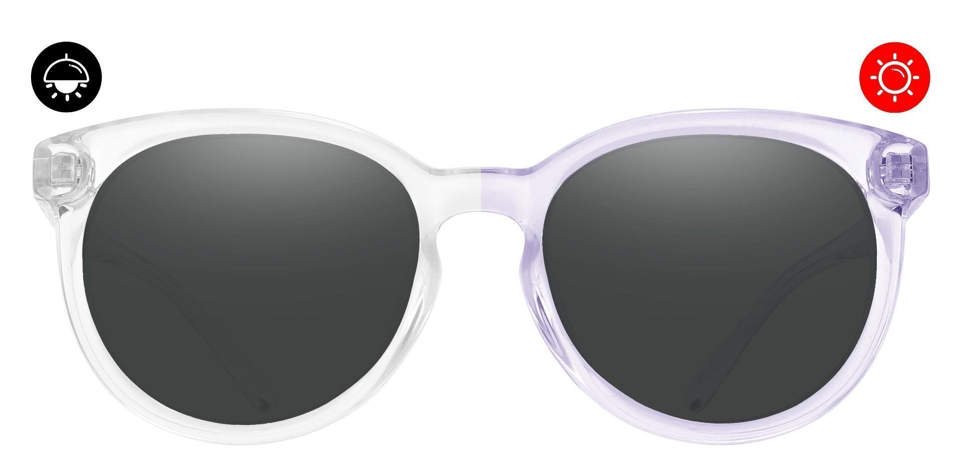 Newberry Round Prescription Sunglasses - Purple Frame With Gray Lenses