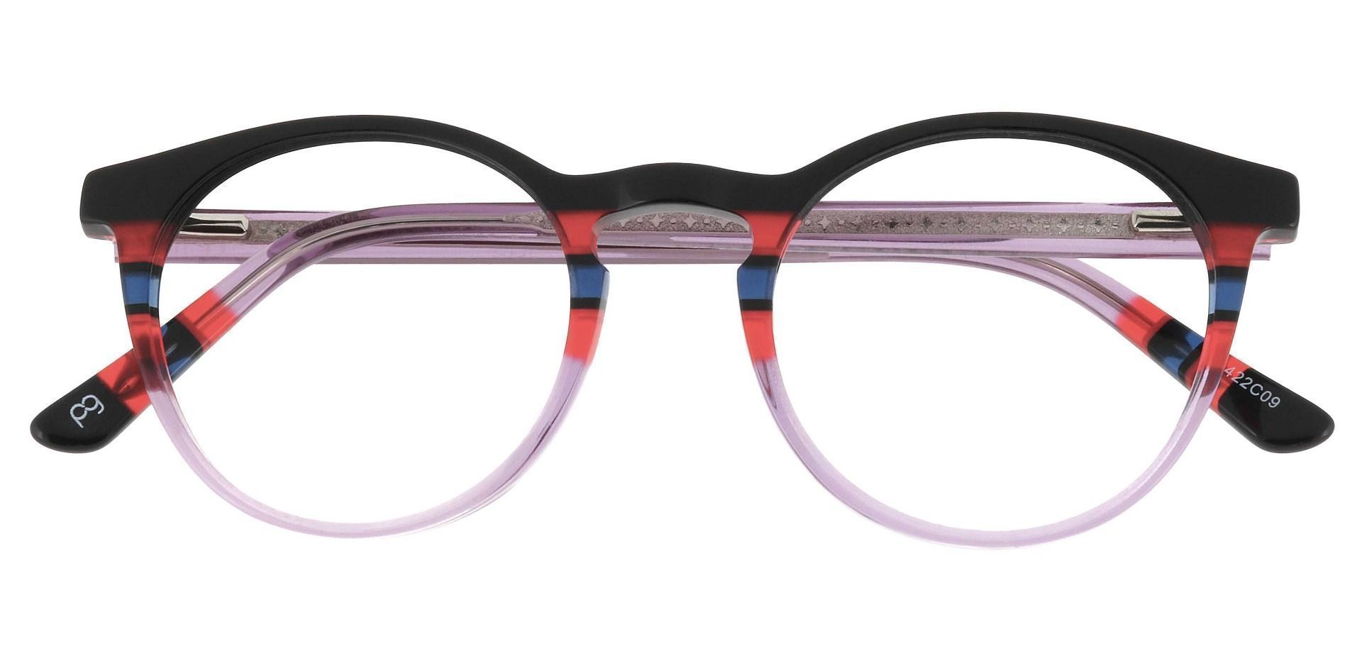 Jellie Round Prescription Glasses - Black/red Lavender Stripe  Purple