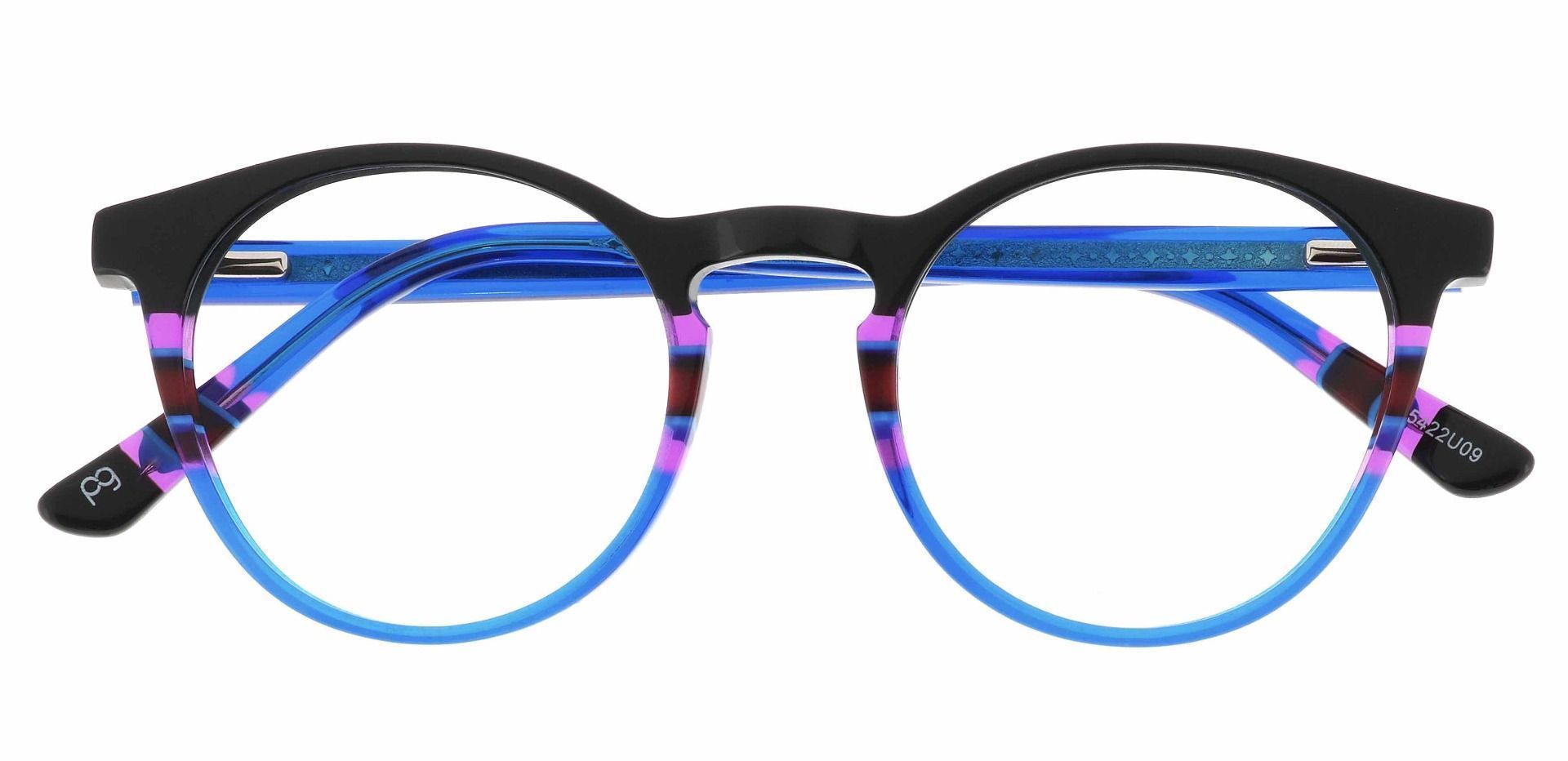 Jellie Round Non-Rx Glasses - Black/royal Blue Stripe