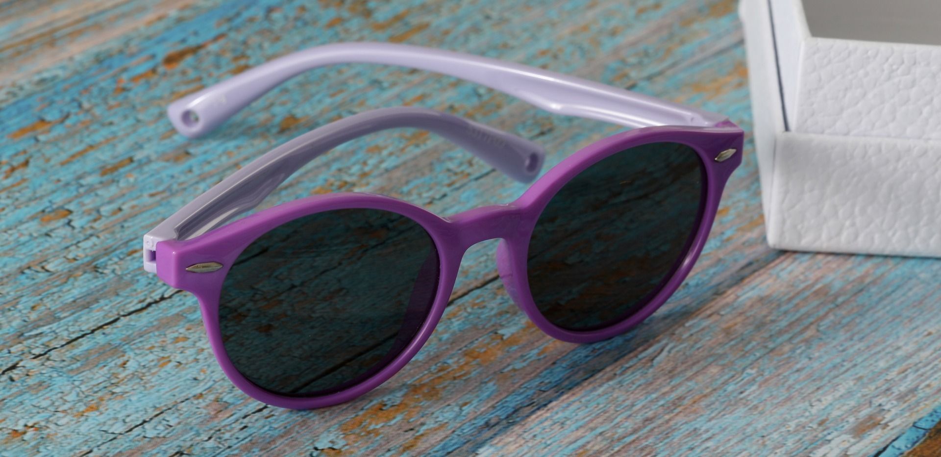 Harris Round Single Vision Sunglasses - Purple Frame With Gray Lenses