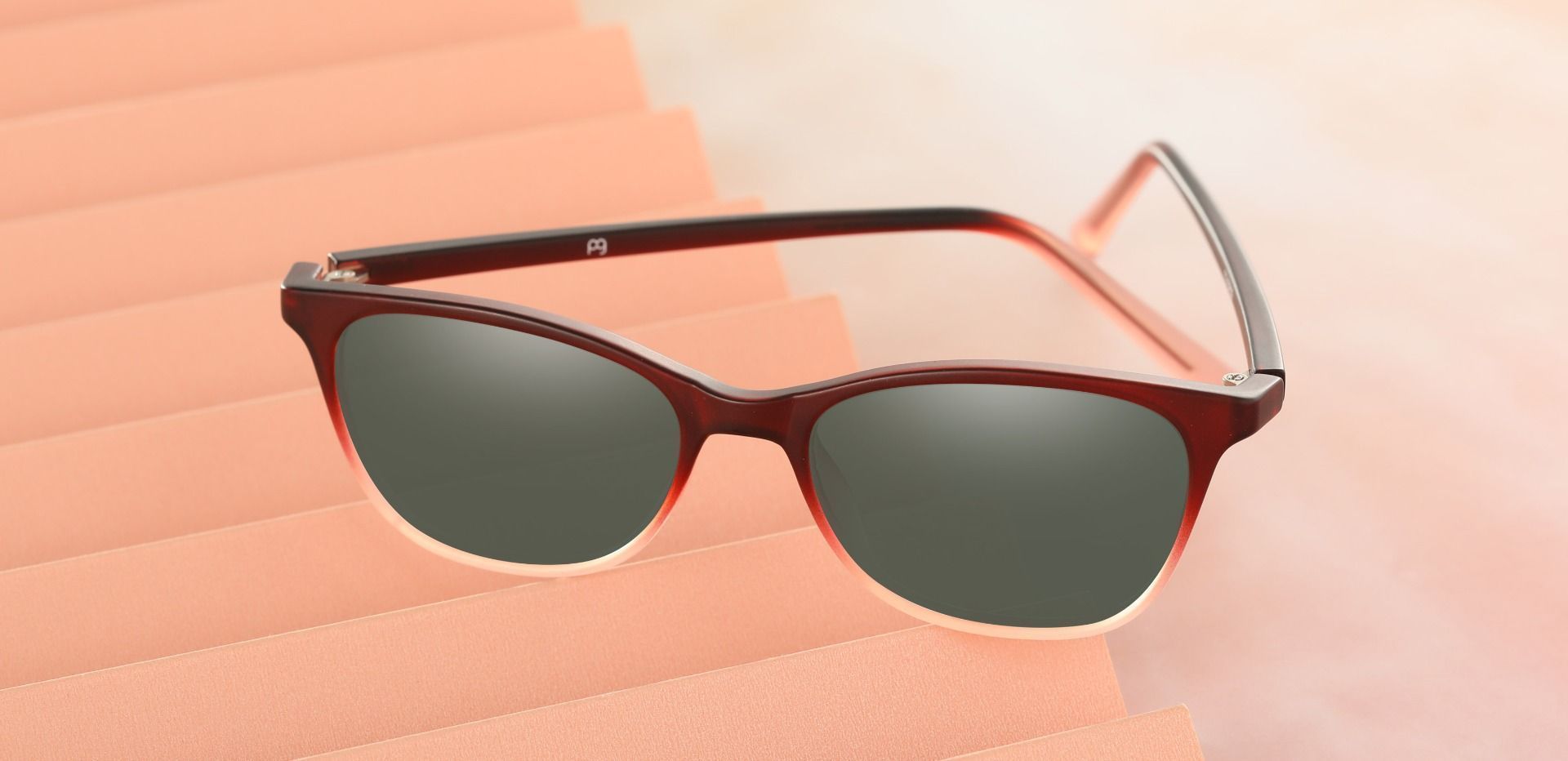 Sasha Classic Square Prescription Sunglasses - Red Frame With Green Lenses