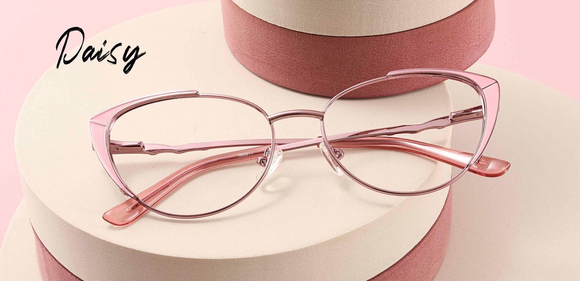 Daisy Cat Eye Lined Bifocal Glasses - Pink