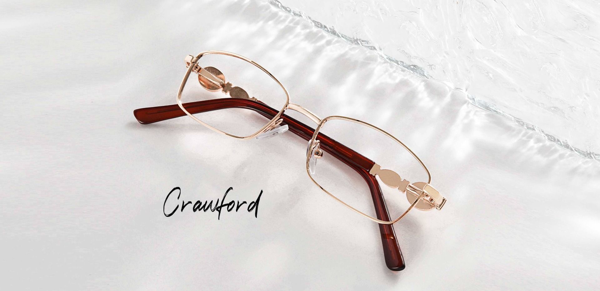Crawford Rectangle Blue Light Blocking Glasses - Gold