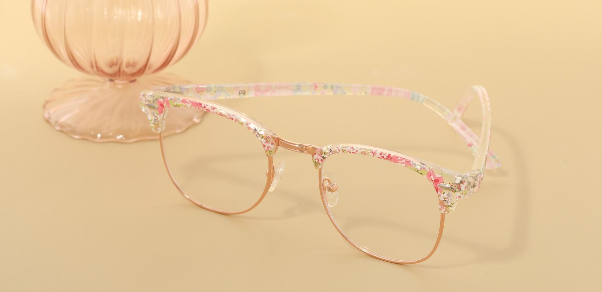 Hartley Browline Prescription Glasses - Floral