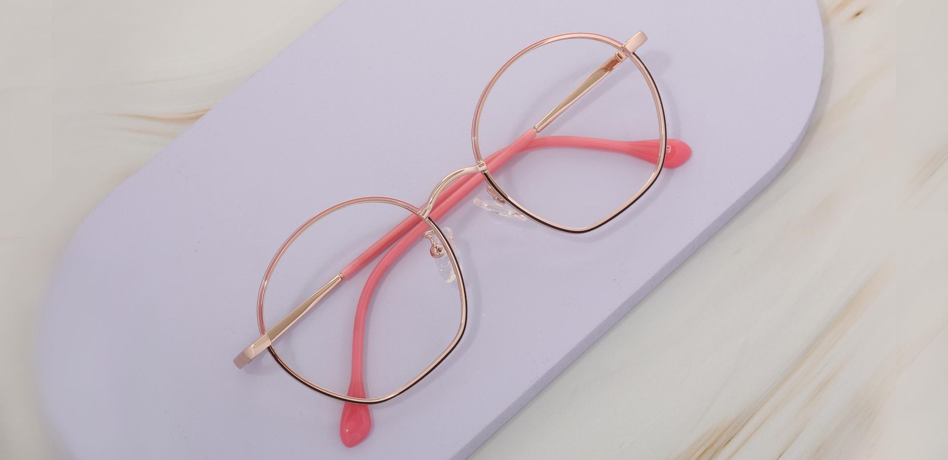 Brandy Geometric Prescription Glasses - Rose Gold