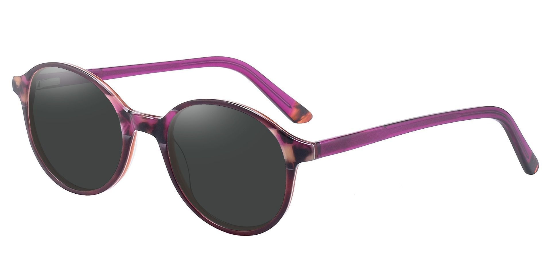 Bellamy Oval Non-Rx Sunglasses - Purple Frame With Gray Lenses