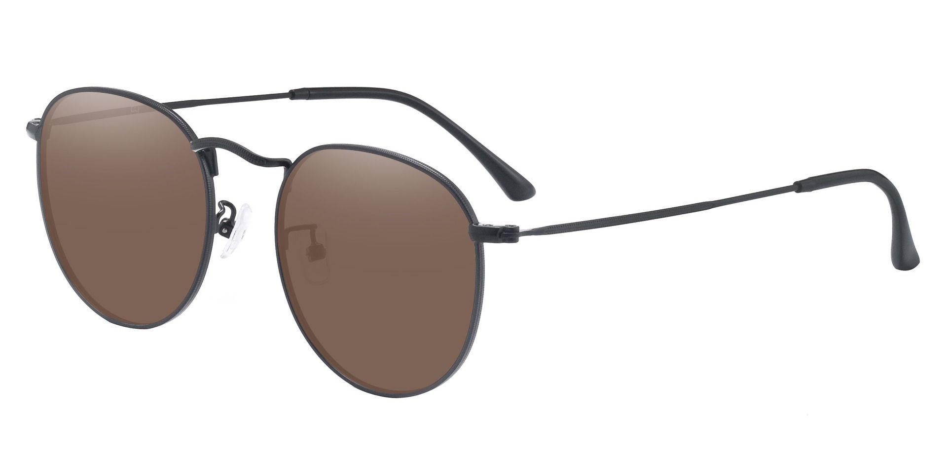 Alden Oval Prescription Sunglasses - Black Frame With Brown Lenses ...