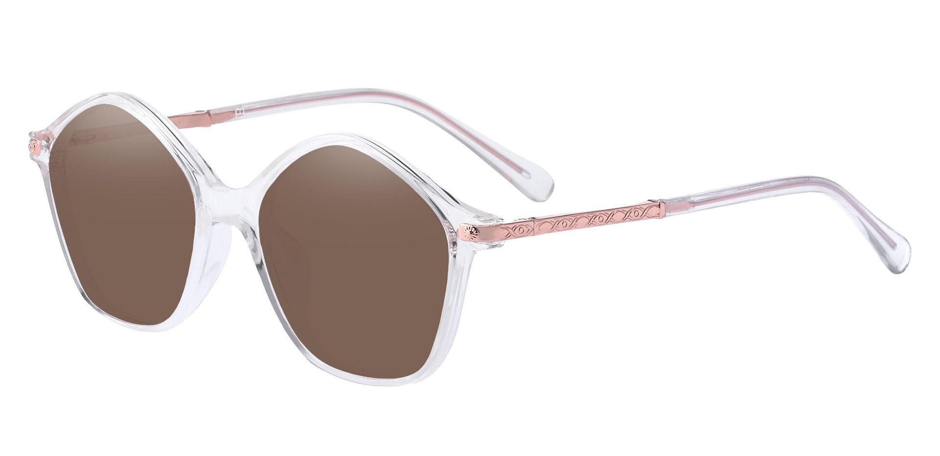 Boulder Geometric Prescription Sunglasses - Clear Frame With Brown Lenses