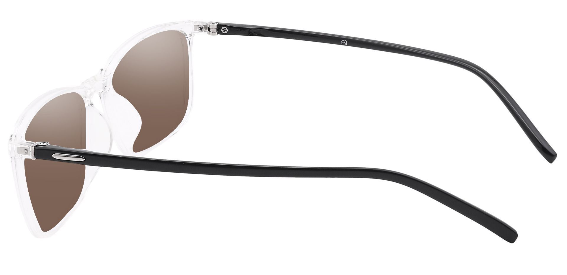 Fuji Rectangle Prescription Sunglasses - Clear Frame With Brown Lenses