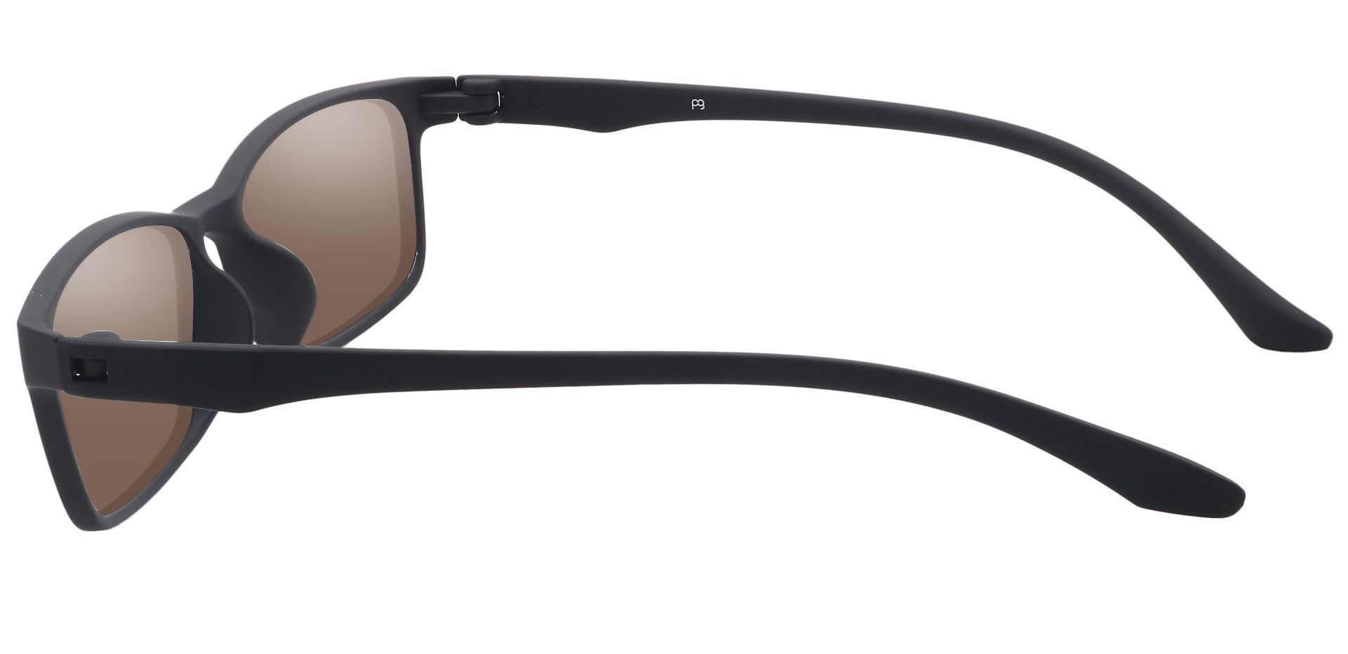 Wichita Rectangle Progressive Sunglasses -  Black Frame With Brown Lenses