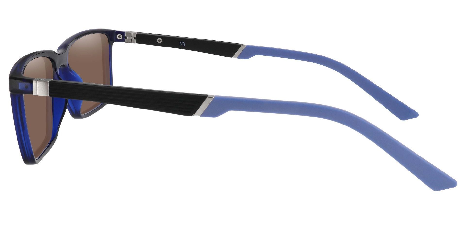 Hawk Rectangle Prescription Sunglasses - Blue Frame With Brown Lenses