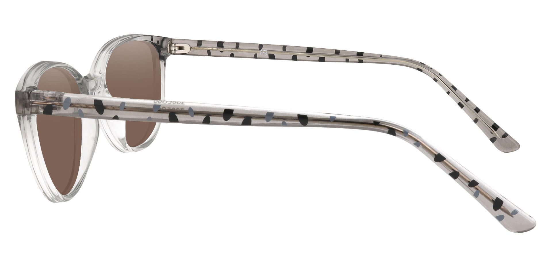 Carma Oval Prescription Sunglasses - Clear Frame With Brown Lenses