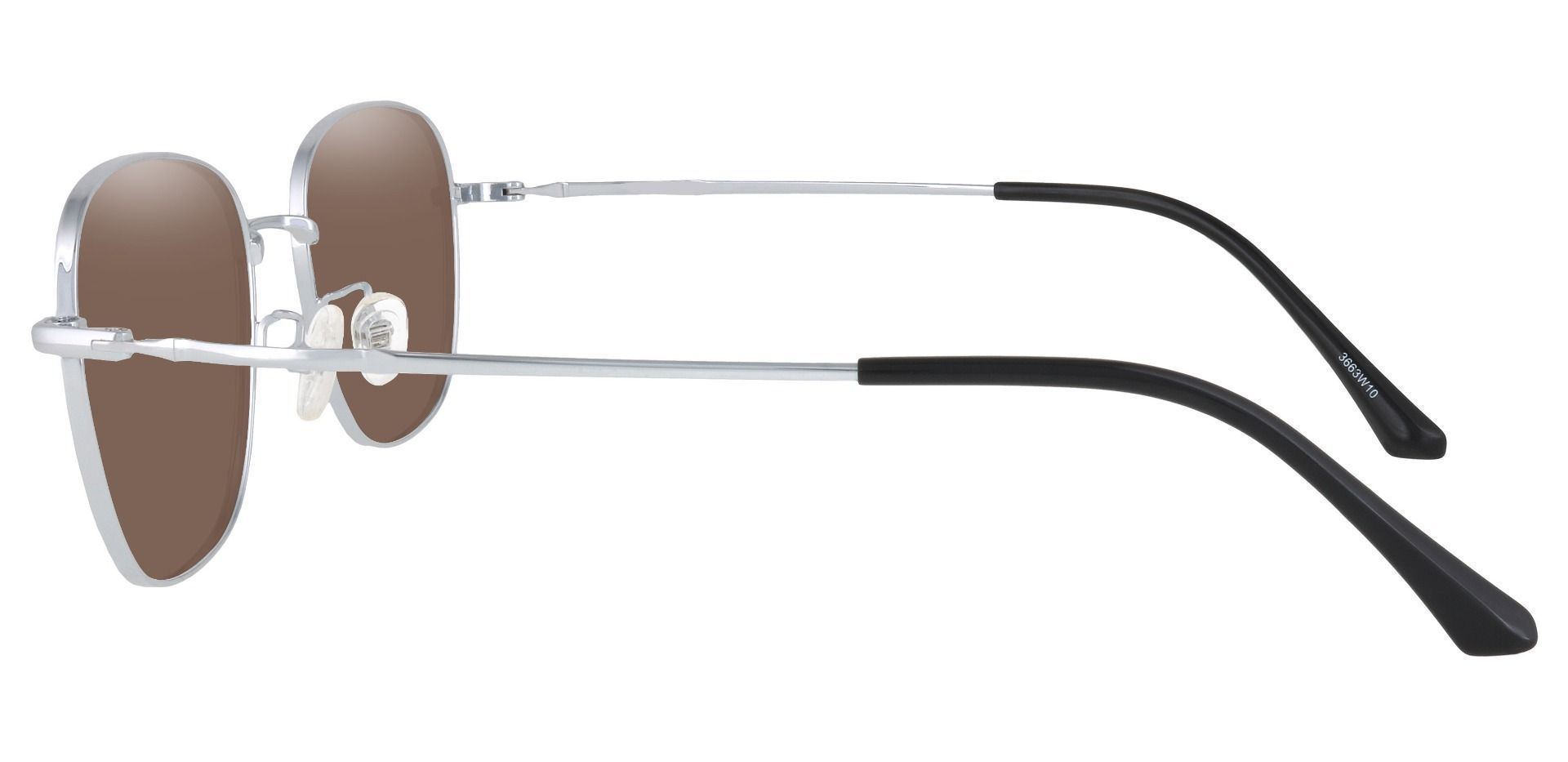 Fresno Square Prescription Sunglasses - Silver Frame With Brown Lenses