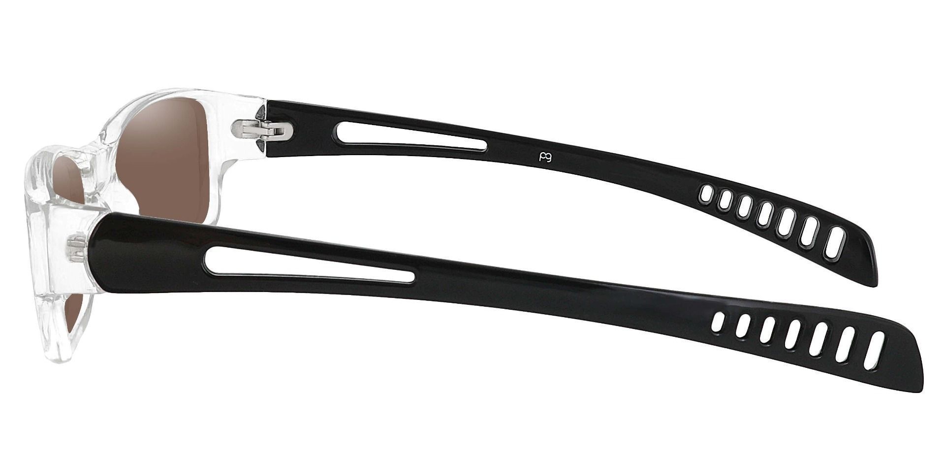 Mercury Rectangle Prescription Sunglasses - Clear Frame With Brown Lenses
