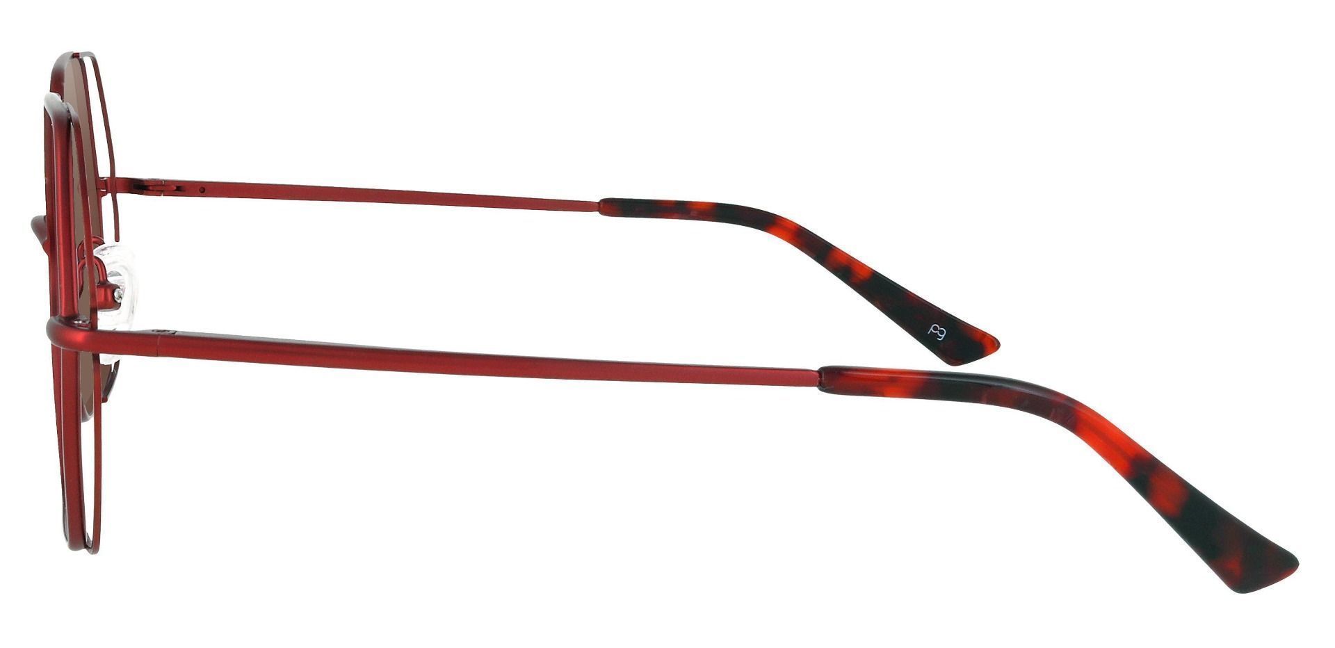 Hawley Geometric Lined Bifocal Sunglasses - Red Frame With Brown Lenses