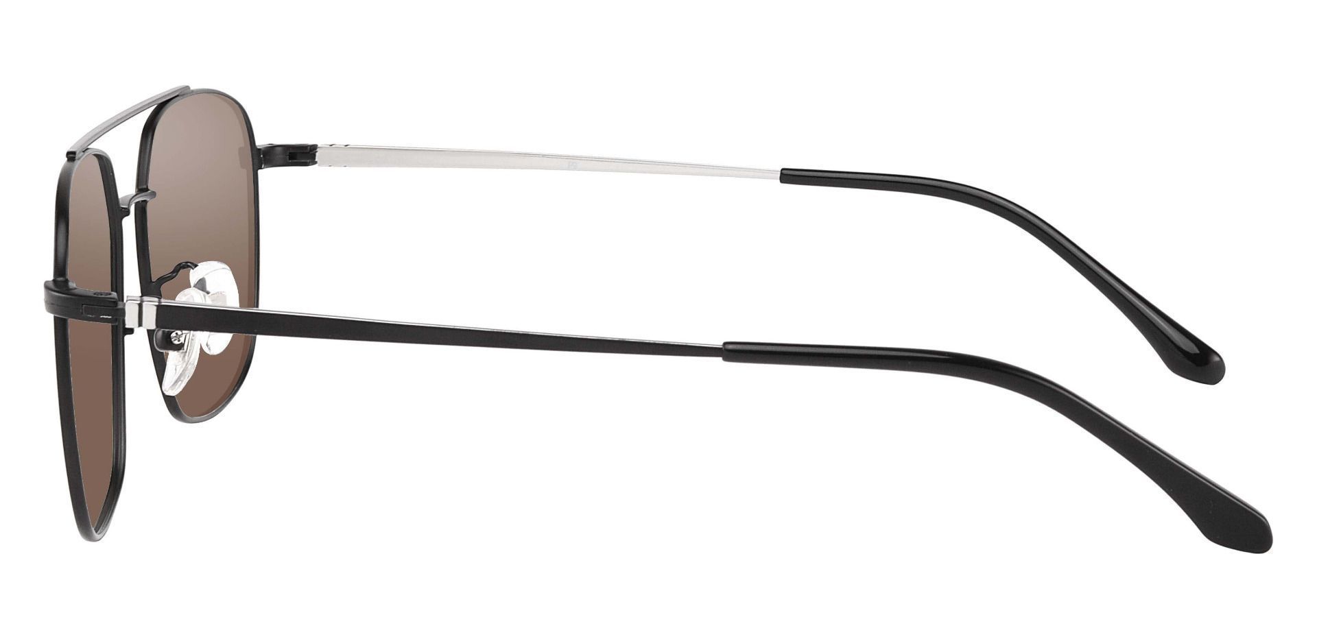 Trevor Aviator Lined Bifocal Sunglasses - Black Frame With Brown Lenses