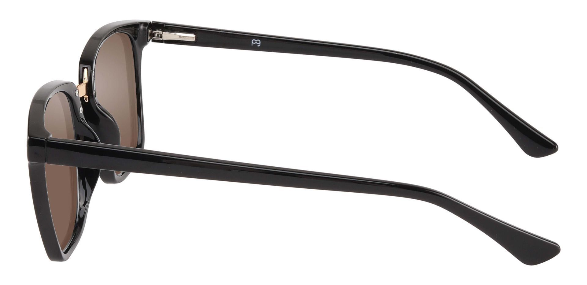 Delta Square Prescription Sunglasses - Black Frame With Brown Lenses