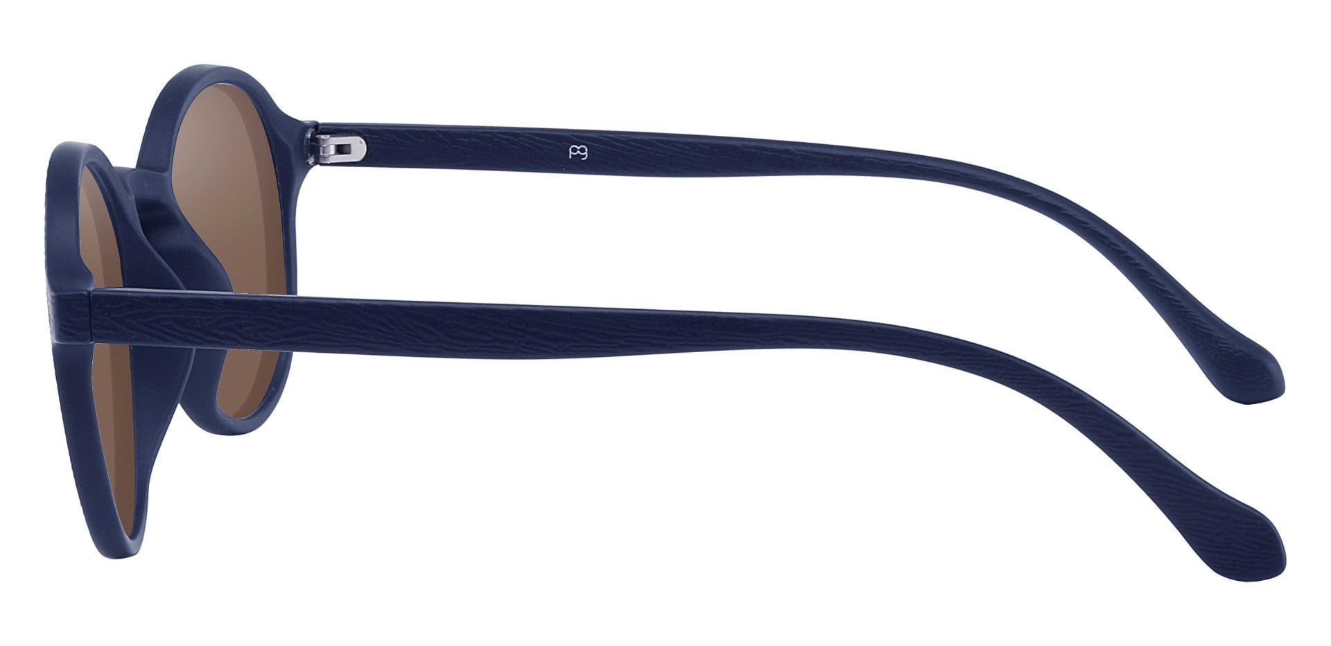 Whitney Round Prescription Sunglasses - Blue Frame With Brown Lenses