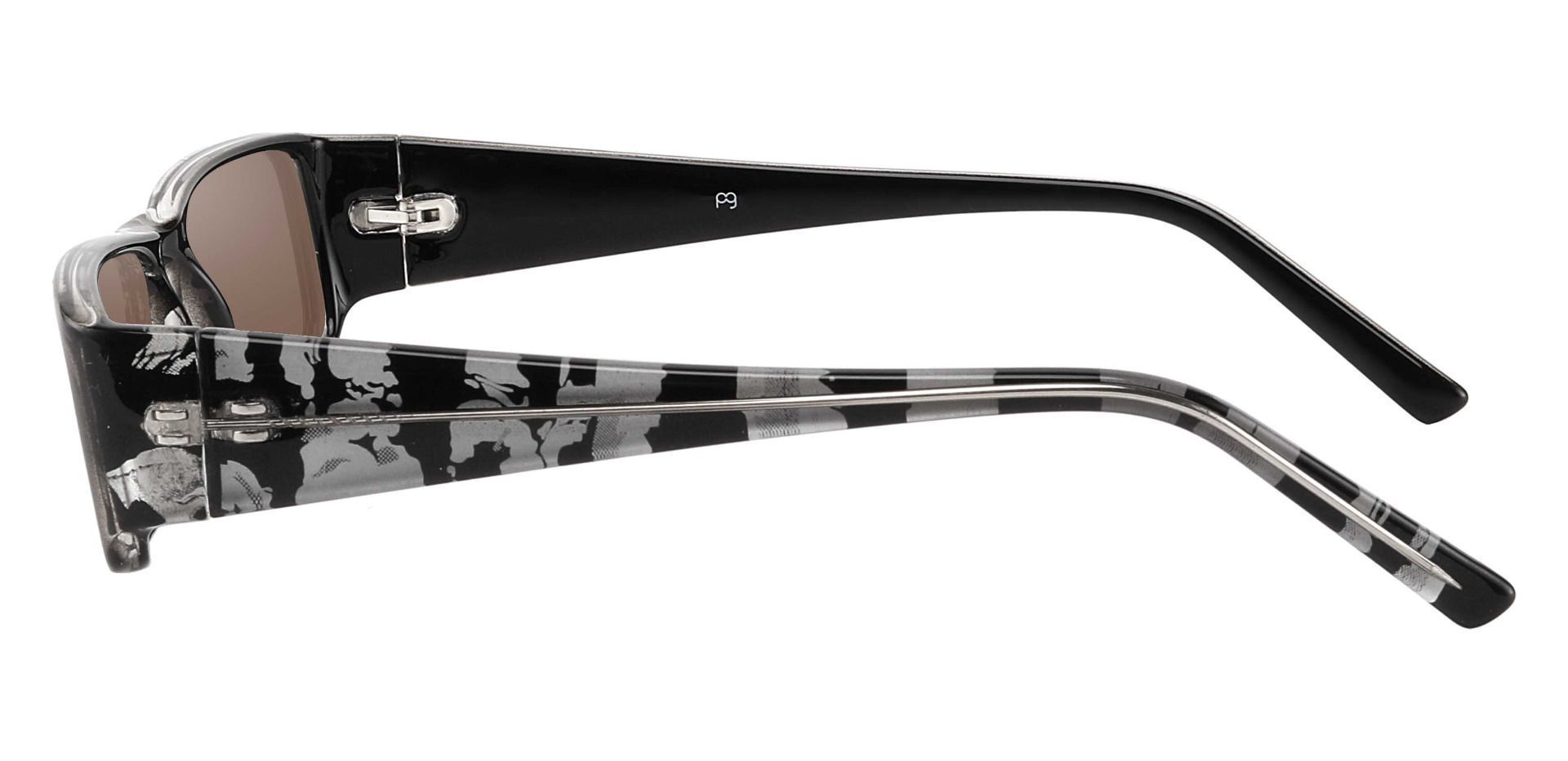 Elbert Rectangle Single Vision Sunglasses - Black Frame With Brown Lenses