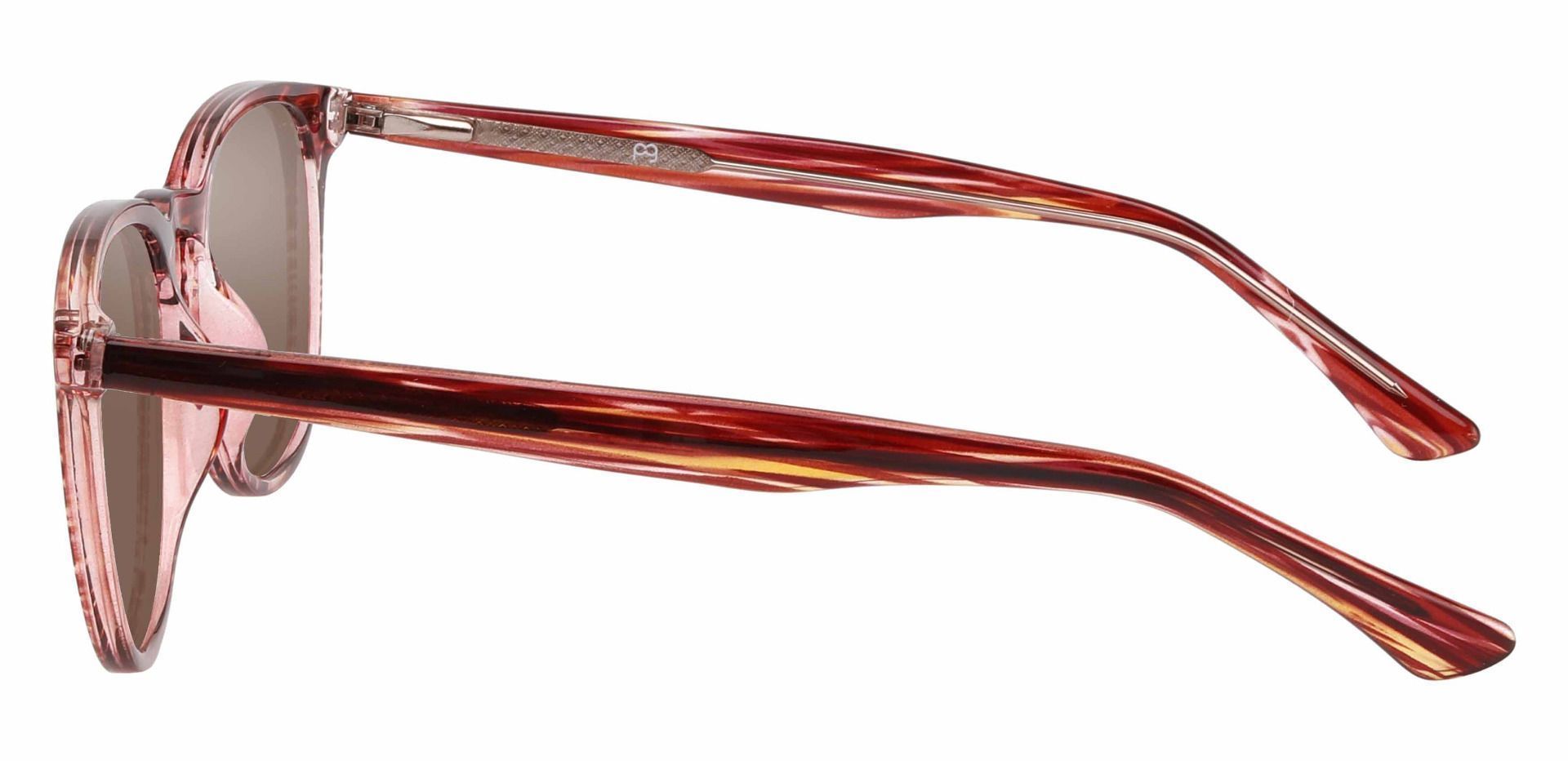 Sycamore Oval Progressive Sunglasses - Red Frame With Brown Lenses