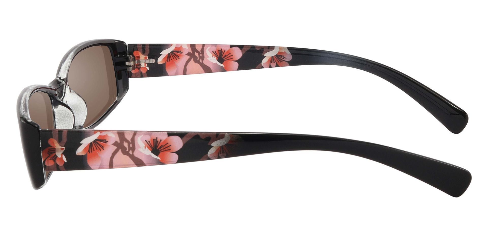 Medora Rectangle Non-Rx Sunglasses - Black Frame With Brown Lenses