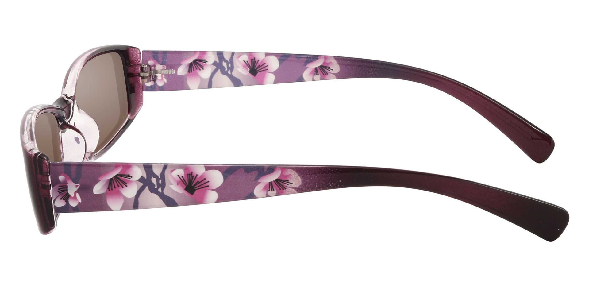 Medora Rectangle Single Vision Sunglasses - Purple Frame With Brown Lenses