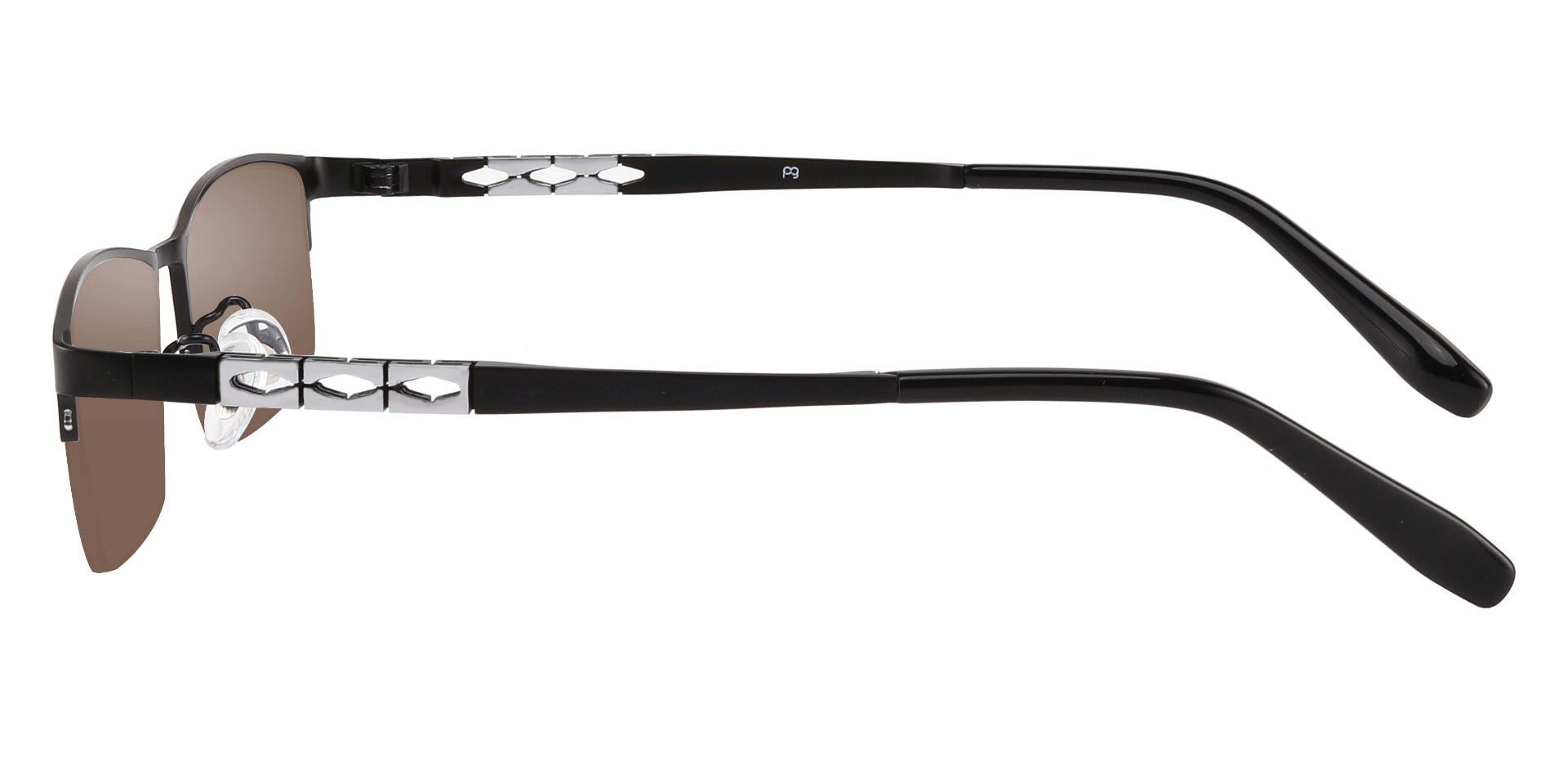 Burlington Rectangle Lined Bifocal Sunglasses - Black Frame With Brown Lenses