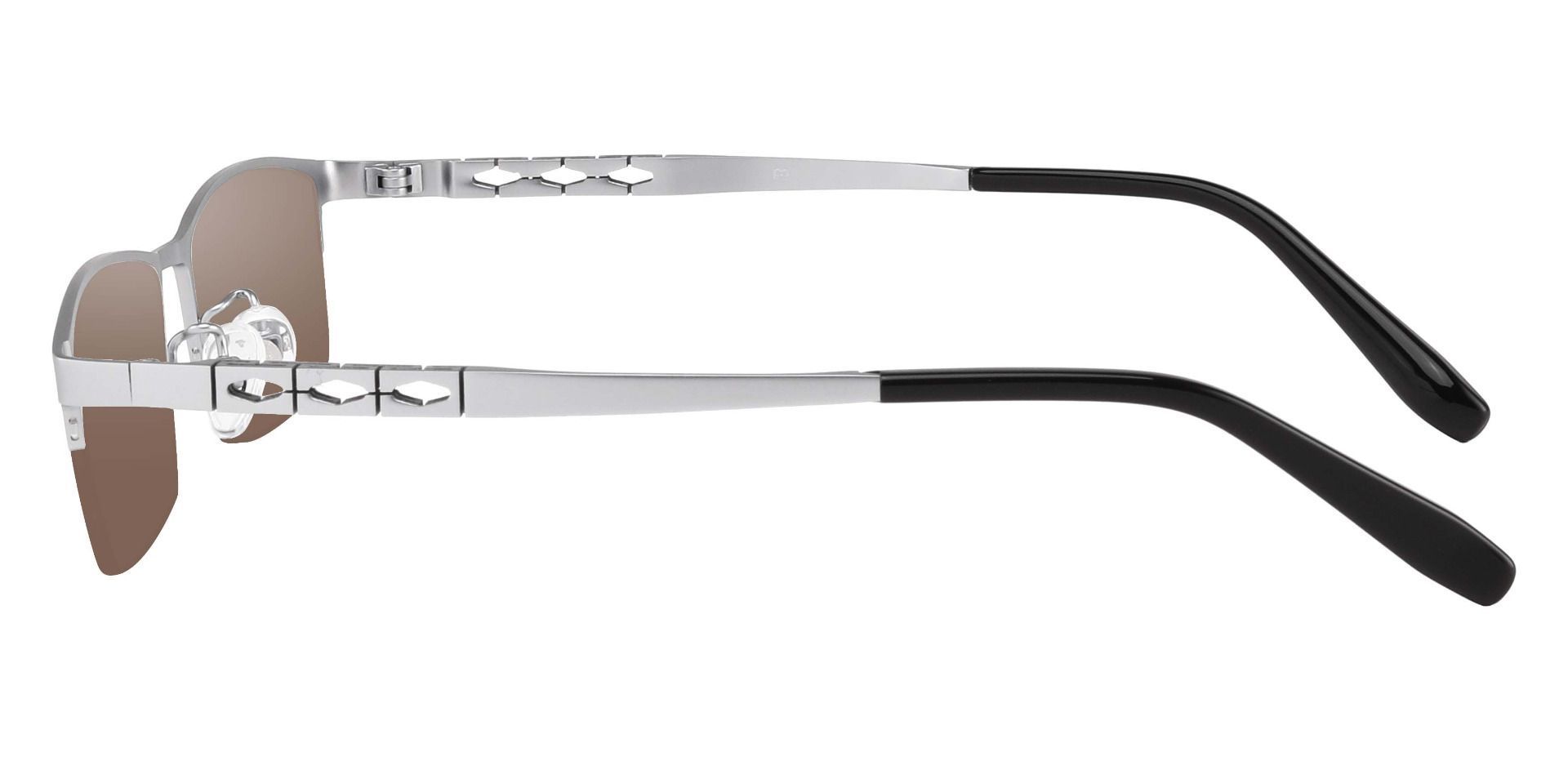 Burlington Rectangle Non-Rx Sunglasses - Silver Frame With Brown Lenses
