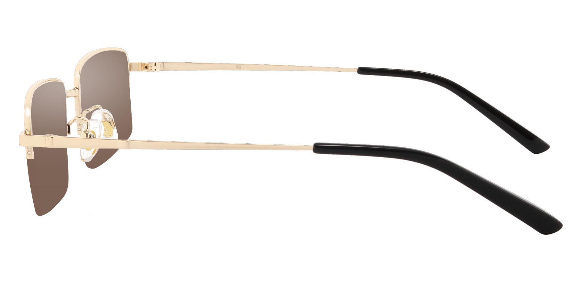 Wayne Rectangle Progressive Sunglasses - Gold Frame With Brown Lenses