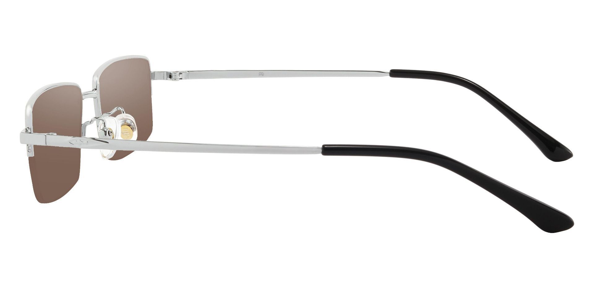 Waldo Rectangle Progressive Sunglasses - Silver Frame With Brown Lenses