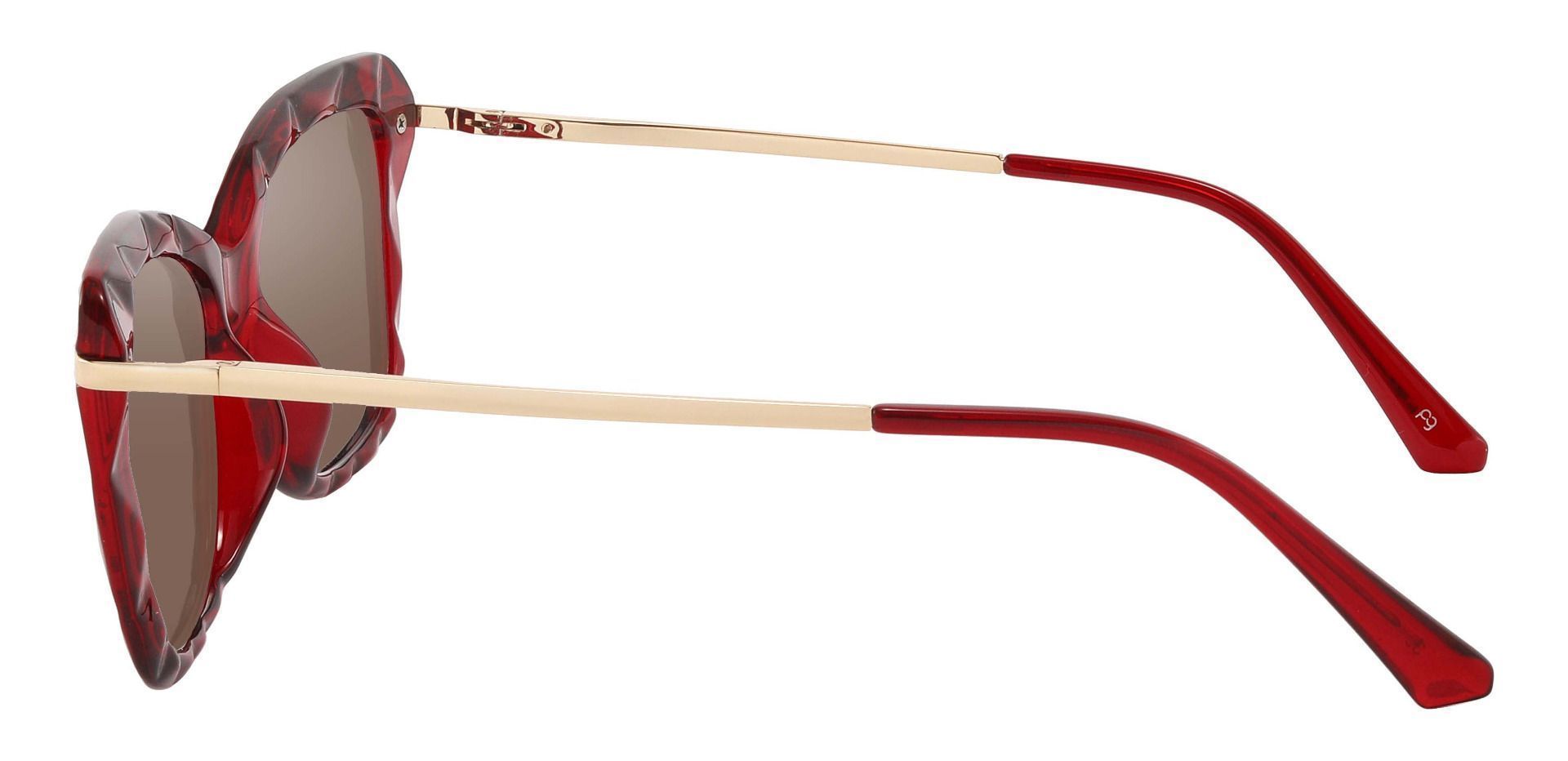 Shoshanna Rectangle Lined Bifocal Sunglasses - Red Frame With Brown Lenses
