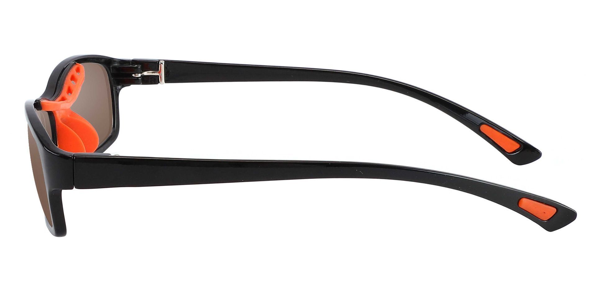 Glynn Rectangle Prescription Sunglasses - Black Frame With Brown Lenses