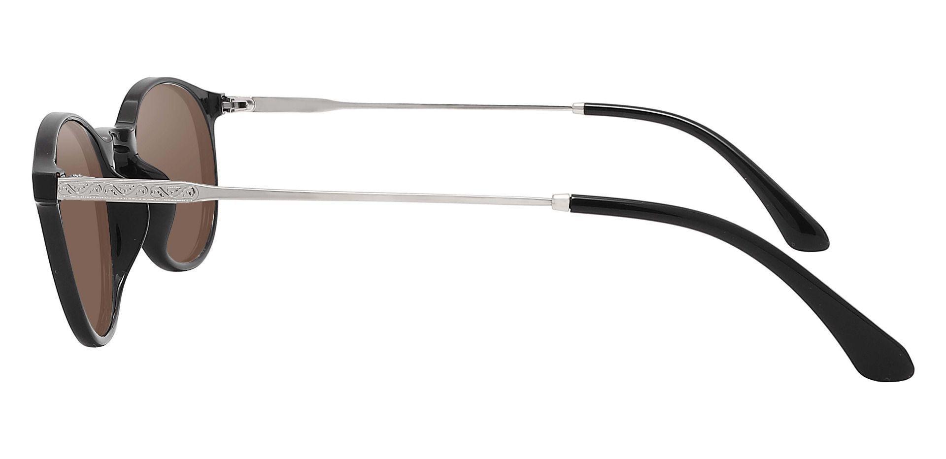 Felton Oval Non-Rx Sunglasses - Black Frame With Brown Lenses